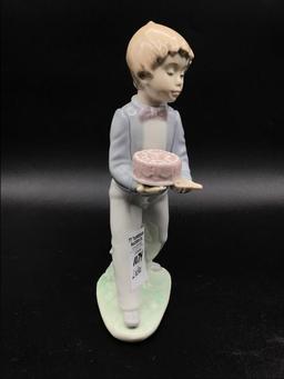 Nao by Lladro Porcelain Figurine-Boy w/ Cake