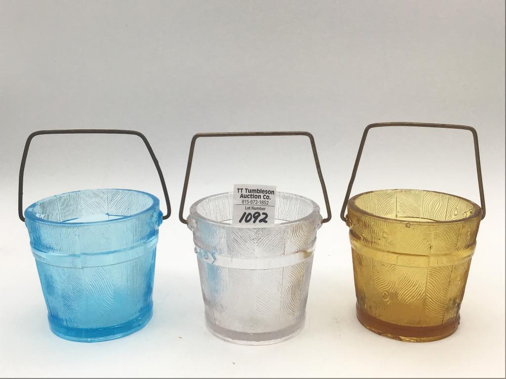 Lot of 7 Various Color Glass Brl Buckets