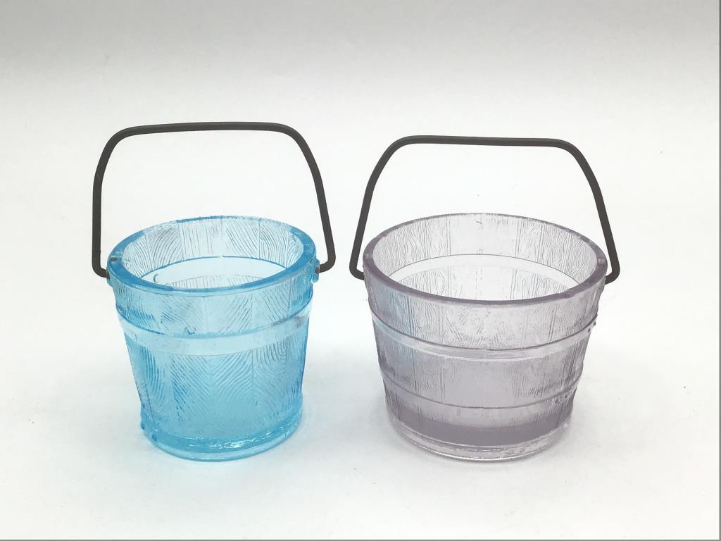 Lot of 7 Various Color Glass Brl Buckets