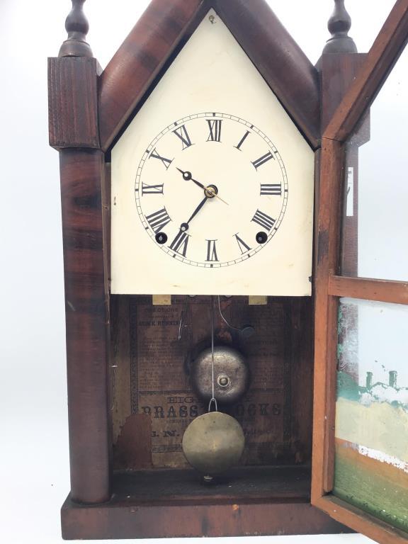 Antique Keywind Welsh Catherdal Style Clock w/