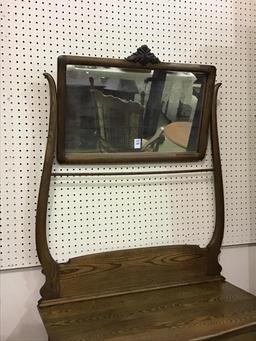 Oak wood Commode w/ Mirror & Towel Bar