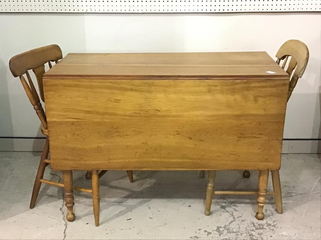 Antique Drop Leaf Table w/ 2 Mis-Matched Chairs