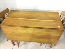 Antique Drop Leaf Table w/ 2 Mis-Matched Chairs