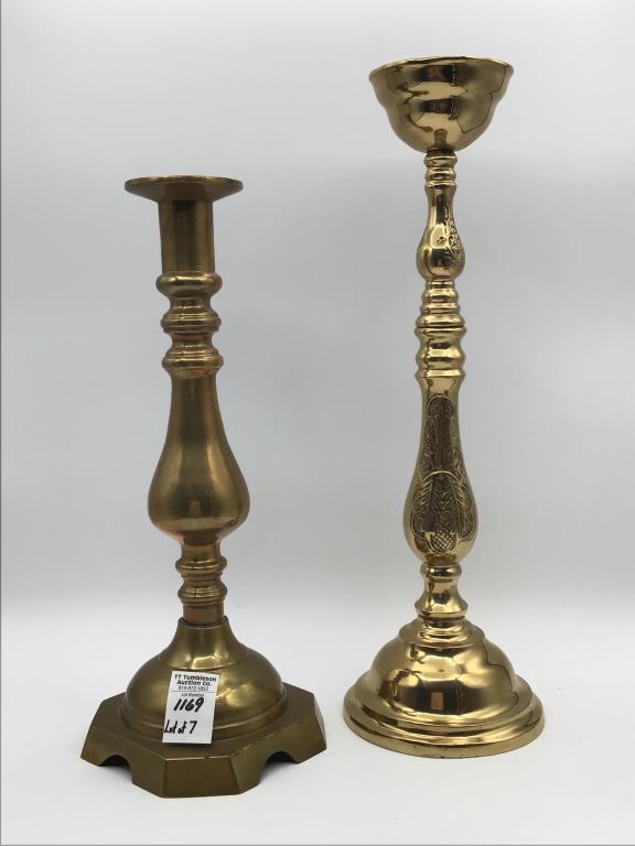 Lot of 7 Various Brass Candle Sticks