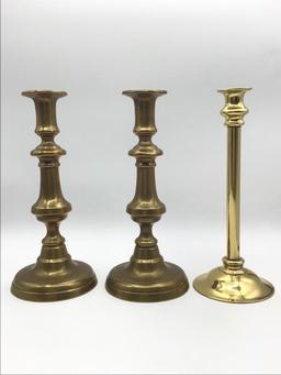 Lot of 7 Various Brass Candle Sticks