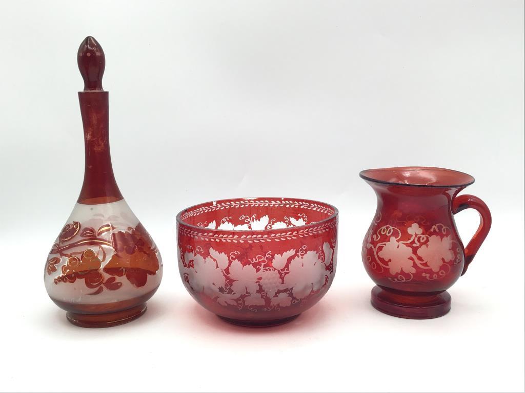 Group of Various Red & Clear Glassware