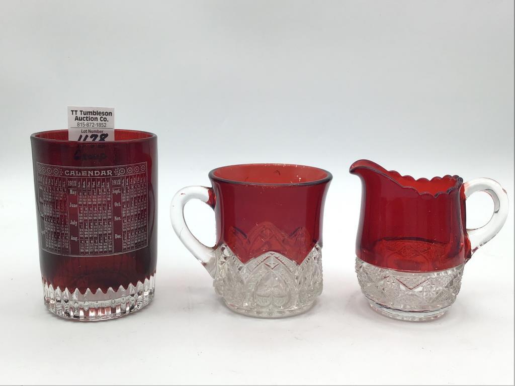 Group of Various Red & Clear Glassware