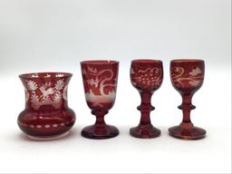 Group of Various Red & Clear Glassware