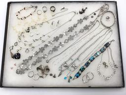 Collection of Ladies Silver Costume Jewelry