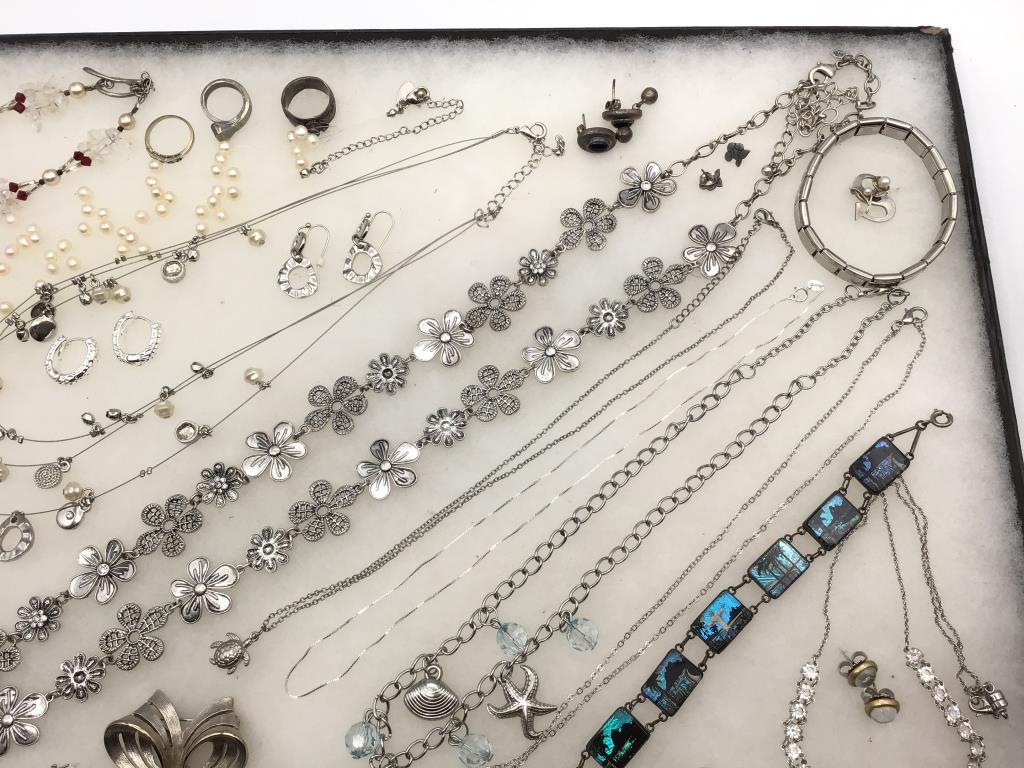 Collection of Ladies Silver Costume Jewelry