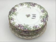 Lot of 7 Plates Including 6-Violet Painted