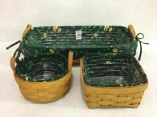 Lot of 3 Longaberger Baskets w/ Matching