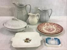 Lot of 8 Various Ironstone Pieces Including 3