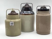 Lot of 3 Stoneware Jars w/ Lids-2 w/ Weir Lids