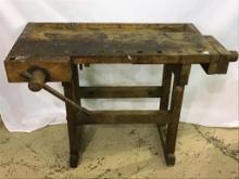 Primitive Wood Work Bench on Stand