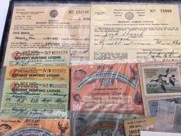 Group w/ Hunting Licenses, Duck Stamps, Pins,