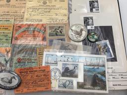 Group w/ Hunting Licenses, Duck Stamps, Pins,