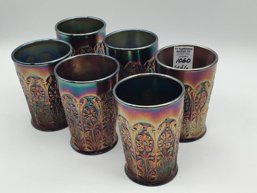 Set of 6 Matching Floral Decorated Carnival