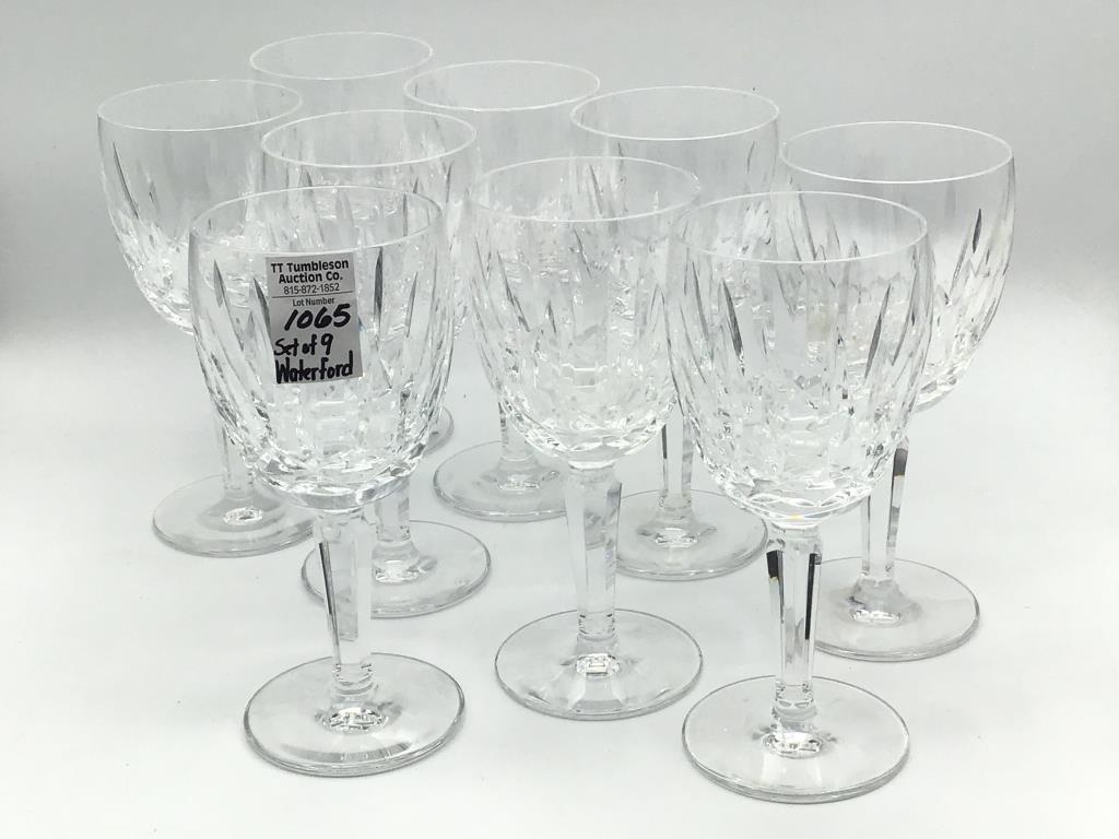 Set of 9 Matching Waterford Crystal 7 Inch Tall
