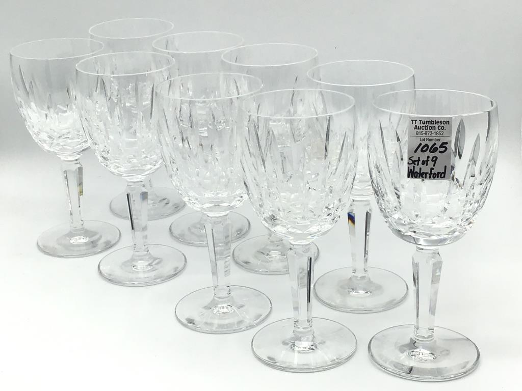 Set of 9 Matching Waterford Crystal 7 Inch Tall