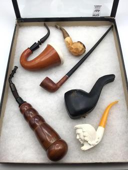 Lot of 5 Collector Smoking Pipes Including