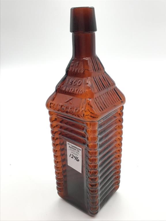 Antique Dark Amber Bitters Bottle  Marked ST.