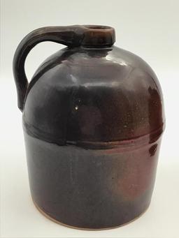 Lot of 2 Brown Peoria Pottery Crock Jugs