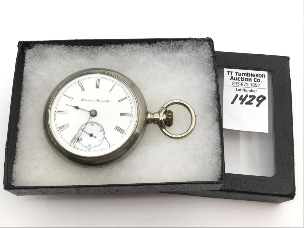 Silver Hampden Watch Co. Open Face Pocket