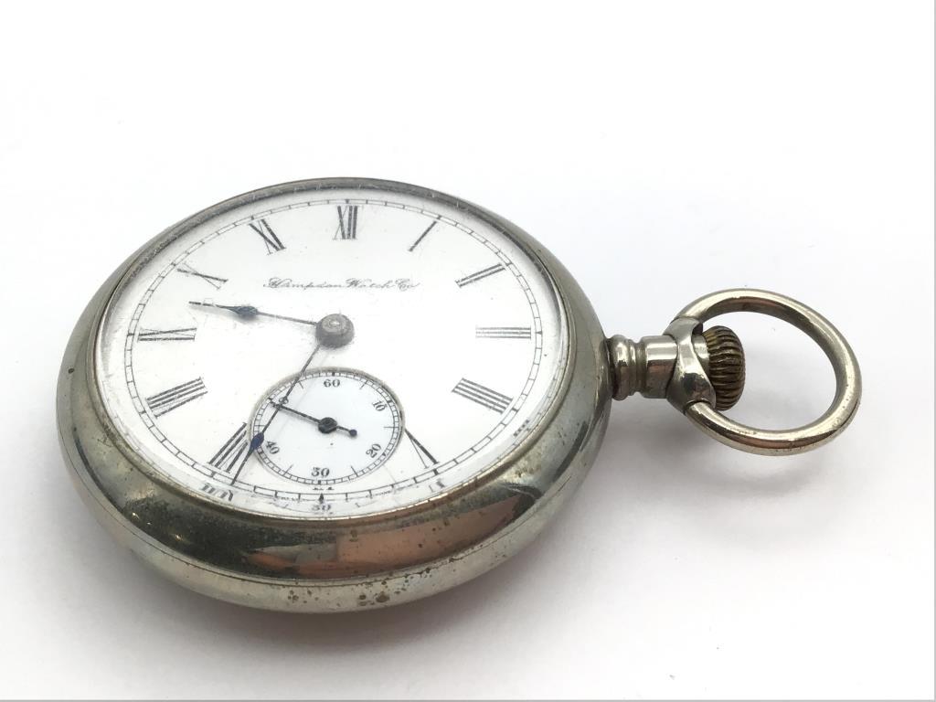 Silver Hampden Watch Co. Open Face Pocket