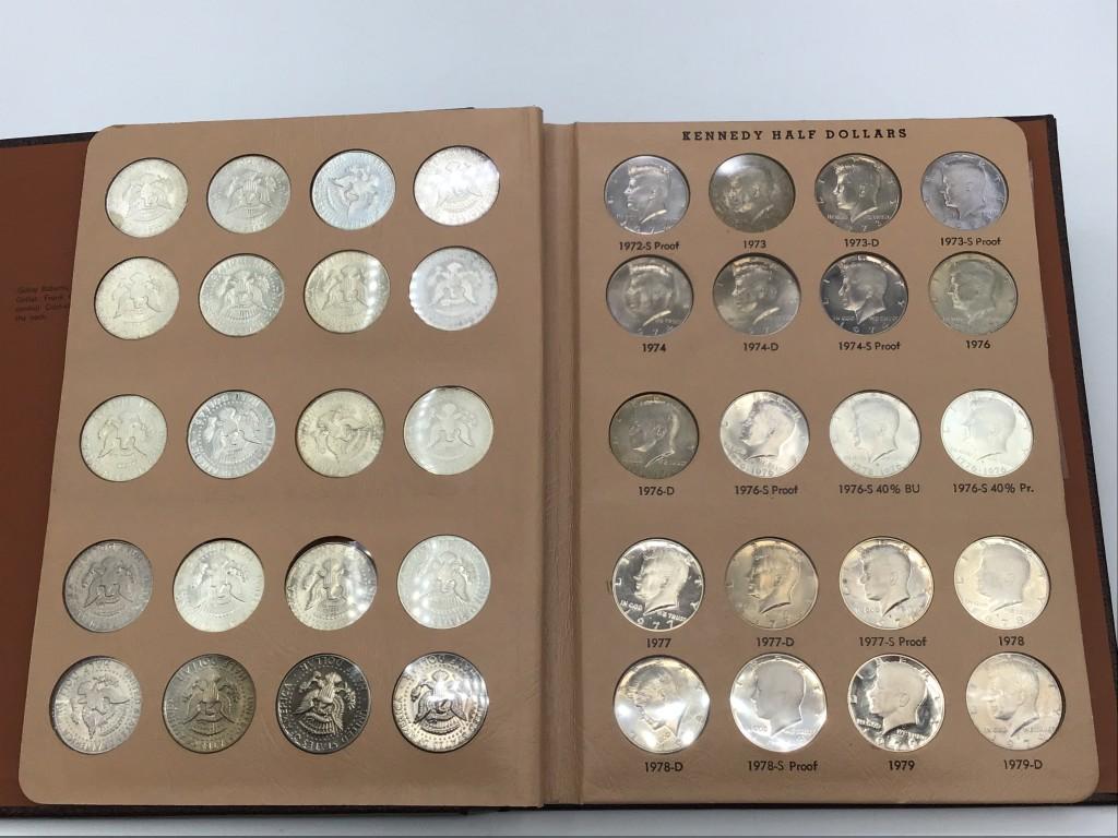 Folder w/ Kennedy Half Dollars Including