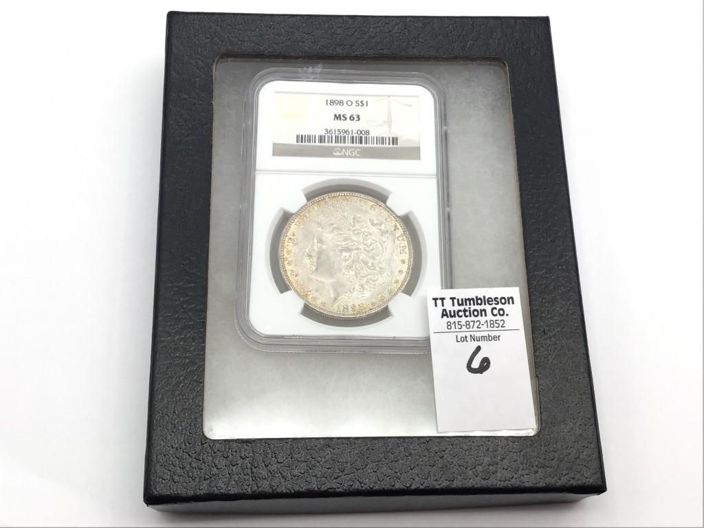 Graded 1898O MS63 Morgan Silver Dollar by NGC