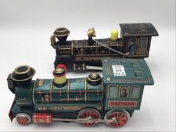 Lot of 2 Battery Operated Tin Locomotives-