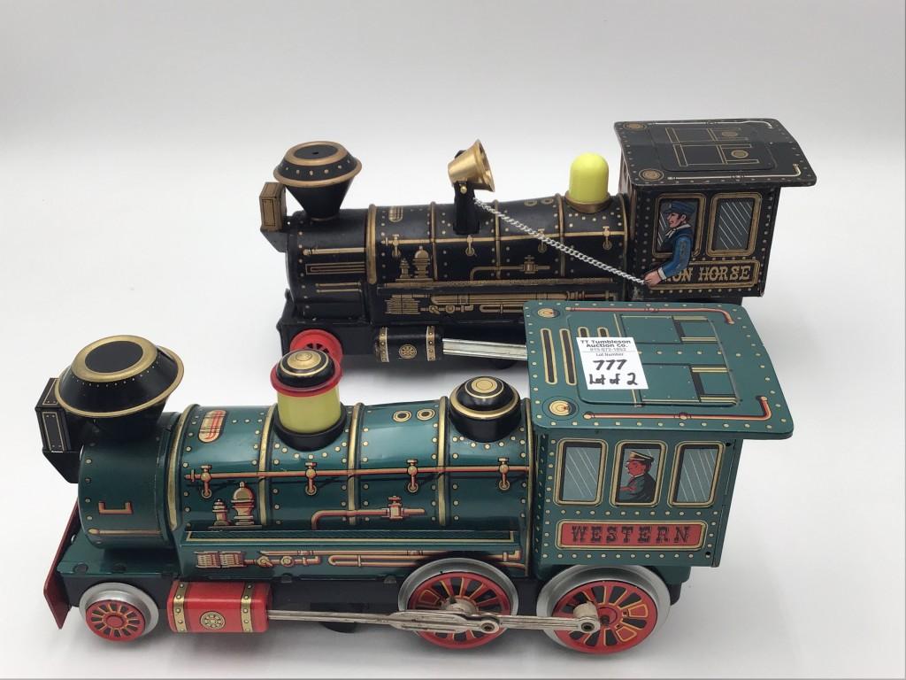 Lot of 2 Battery Operated Tin Locomotives-