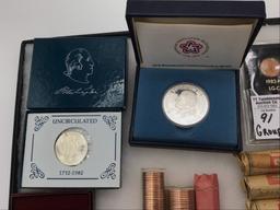 Group of Coins Including Roll of Bi-Cenn Quarters