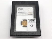 Graded 1861-S 2.5 Dollar Liberty Head Quarter