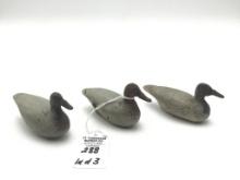 Lot of 3 Miniatures Decoys Carved by Dick Bowers