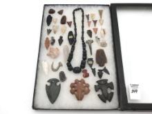 Group of Sm. Arrowhead Points, Drill, Fish Hook,