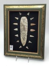 Nice Framed Collection of Authentic Arrowheads &