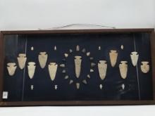 Nice Lg. Framed Collection of Authentic Arrowheads
