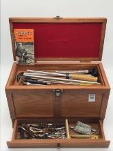 Very Nice Wood Lift Top Box w/ Various Cleaning