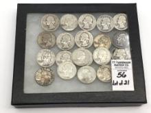 Collection of 21 Silver Washington Quarters