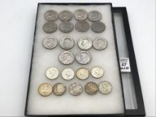 Lot of 23 Coins Including 14 Ike Dollars &