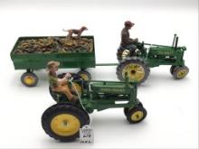 Lot of 2-1/16 Scale John Deere Toy Tractors