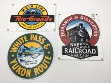 Lot of 3 Contemp. Porcelain RR Signs