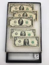 Lot of 5 Paper Currency Including 3-Ten Dollar