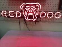 Wall Hanging Red Dog Flourscent Tube Lighted