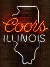 Lighted Flourscent Beer Sign-Coors Illinois