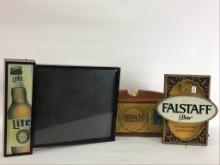 Lot of 3 Including Falstaff Beer Sign, Busch