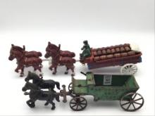 Lot of 2 Including Horse Drawn Iron Wagon