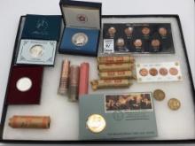 Group of Coins Including Roll of Bi-Cenn Quarters